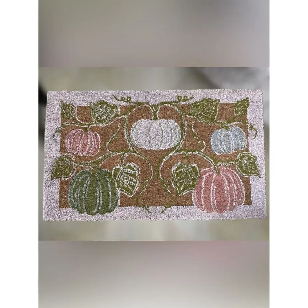 Anthropologie Bruna Autumn Pumpkin Printed Coir Doormat - Multicolor (18”x30”)